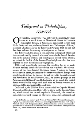 Talleyrand in Philadelphia, 1794-1796
