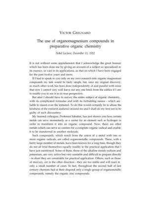The Use of Organomagnesium Compounds in Preparative Organic Chemistry