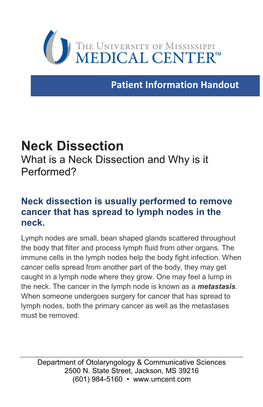 Neck Dissection What Is a Neck Dissection and Why Is It Performed?