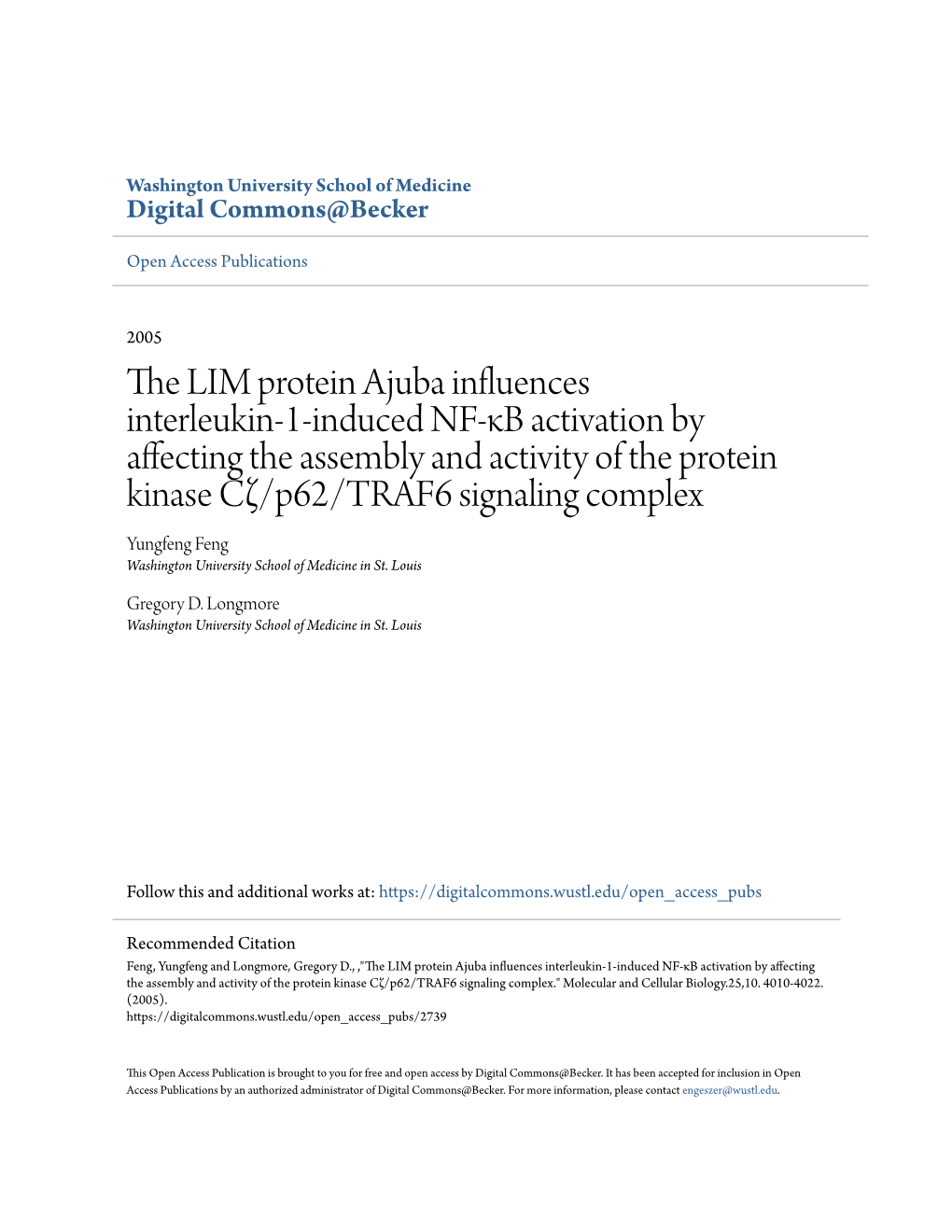 The LIM Protein Ajuba Influences Interleukin-1-Induced NF-Κb
