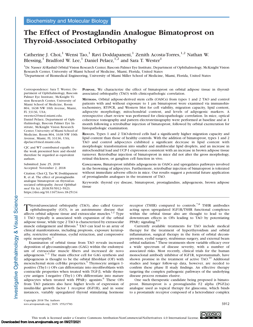 The Effect of Prostaglandin Analogue Bimatoprost on Thyroid-Associated Orbitopathy