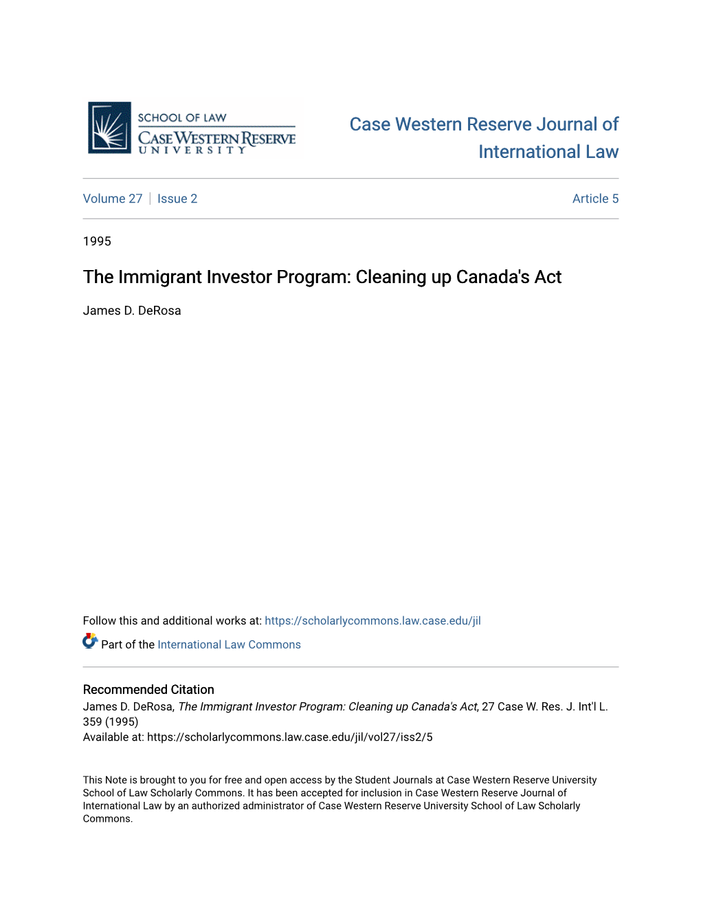 The Immigrant Investor Program: Cleaning up Canada's Act