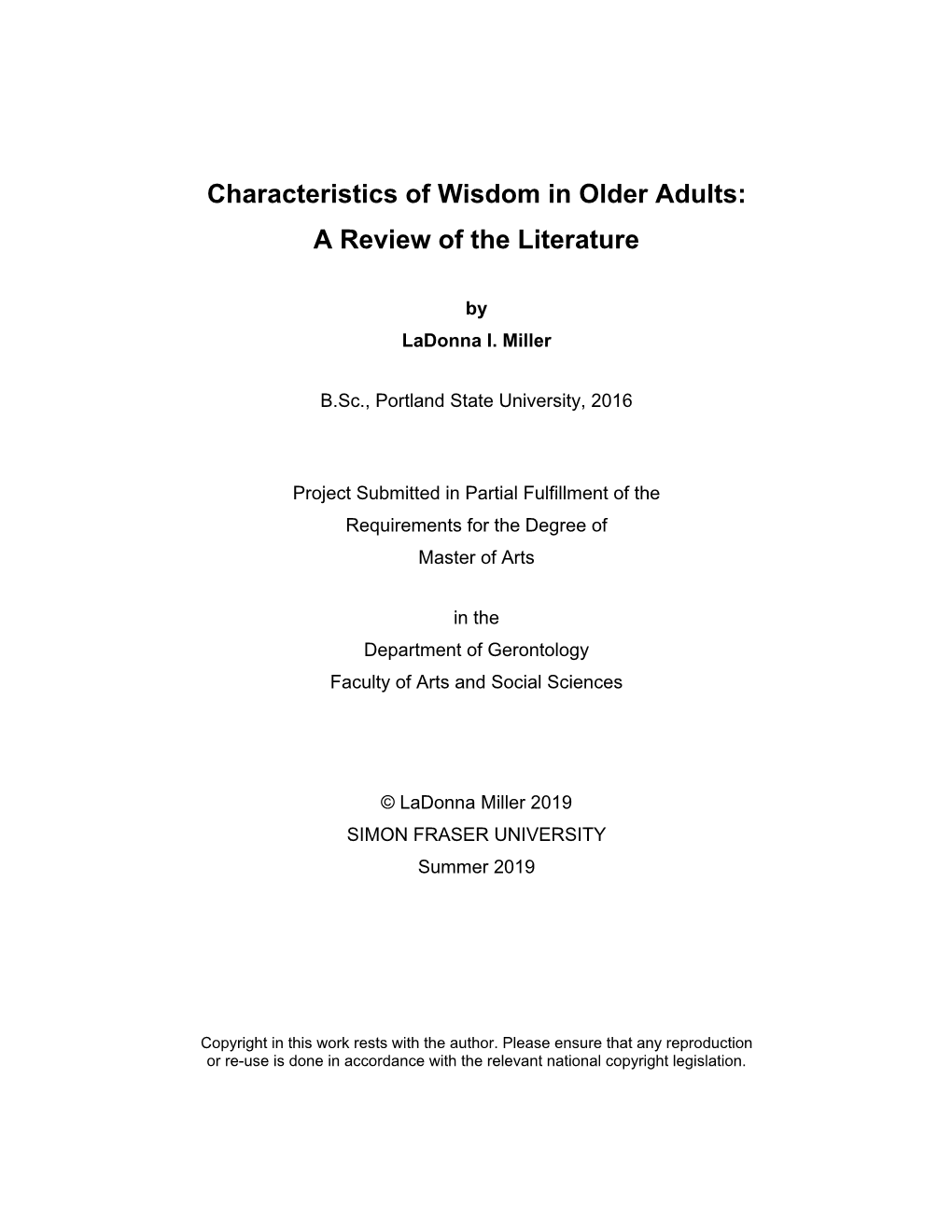 Characteristics of Wisdom in Older Adults: a Review of the Literature