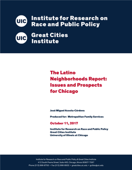 The Latino Neighborhoods Report: Issues and Prospects for Chicago