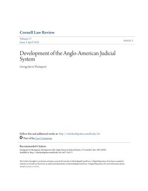 Development of the Anglo-American Judicial System George Jarvis Thompson