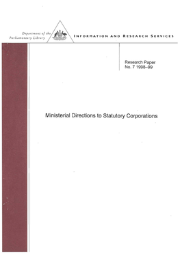 Ministerial Directions to Statutory Corporations ISSN 1328-7478