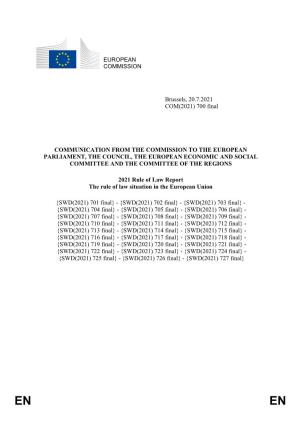 Rule of Law Report the Rule of Law Situation in the European Union