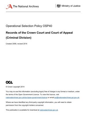 OSP40 Records of the Crown Court and Court of Appeal (Criminal