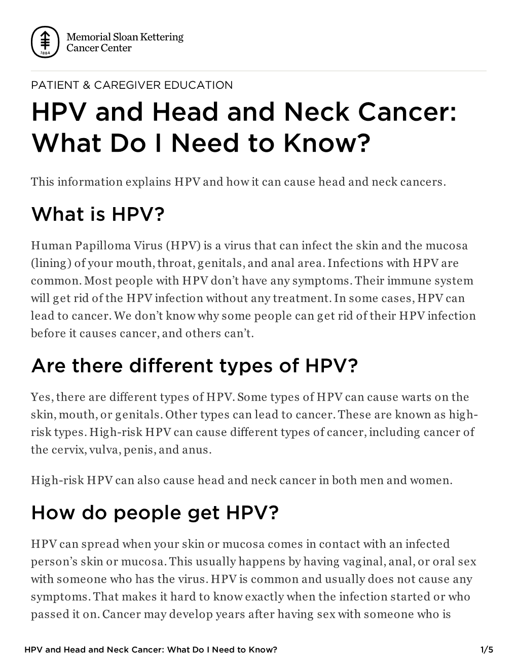 HPV And Head And Neck Cancer: What Do I Need To Know? - DocsLib