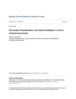Personality, Polyculturalism, and Cultural Intelligence: a Cross- Cultural Survey Study