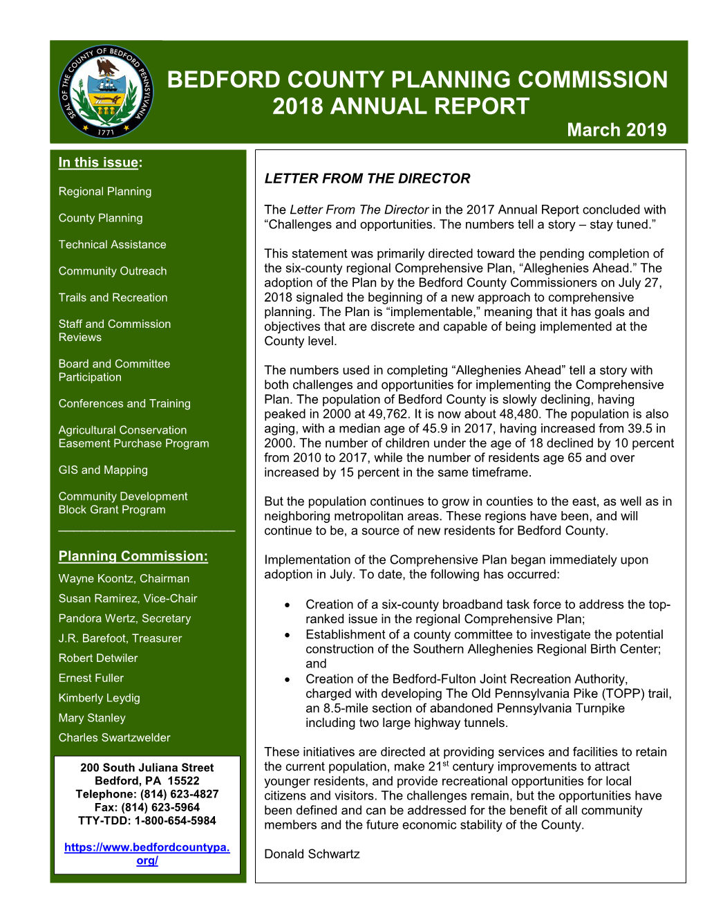 BEDFORD COUNTY PLANNING COMMISSION 2018 ANNUAL REPORT March 2019