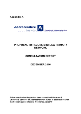 Proposal to Rezone Mintlaw Primary Network Consultation Report