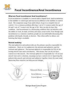 Fecal Incontinence/Anal Incontinence
