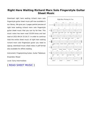 Right Here Waiting Richard Marx Solo Fingerstyle Guitar Sheet Music