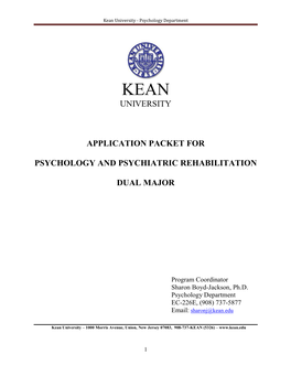 University Application Packet for Psychology and Psychiatric Rehabilitation Dual Major