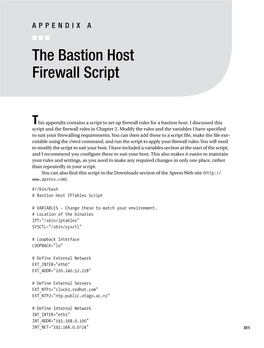 The Bastion Host Firewall Script