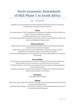 Socio-Economic Assessment of SKA Phase 1 in South Africa