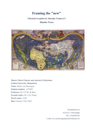 Framing the "New": Classical Reception in Amerigo Vespucci's Mundus
