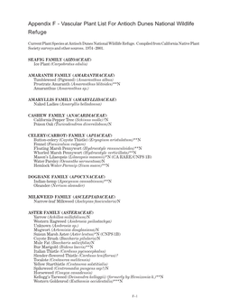 Vascular Plant List for Antioch Dunes National Wildlife Refuge