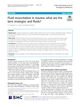Fluid Resuscitation in Trauma: What Are the Best Strategies and Fluids? G