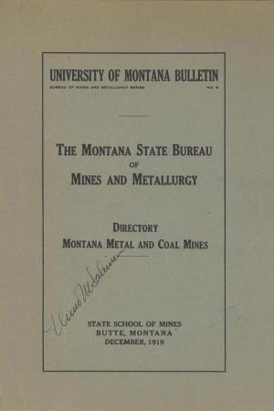 University of Montana Bulletin Bureau of Nines and Mintalluroy Series � No