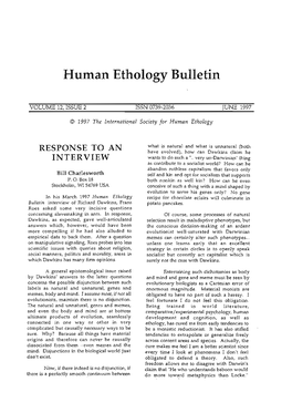 Hutnan Ethology Bulletin