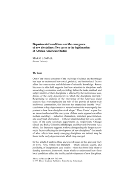 Department Conditions and the Emergence of New Disciplines: Two
