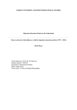 Migration Education Policies in the Netherlands