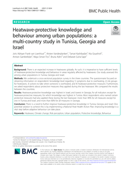 Heatwave-Protective Knowledge and Behaviour Among Urban Populations