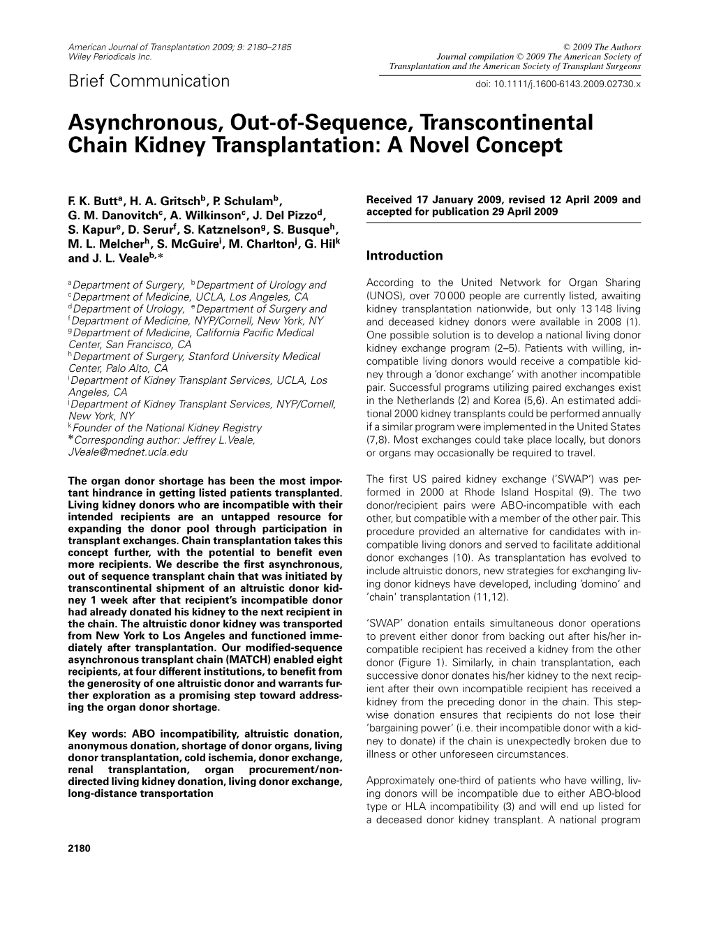 Asynchronous, Out-Of-Sequence, Transcontinental Chain Kidney Transplantation: a Novel Concept