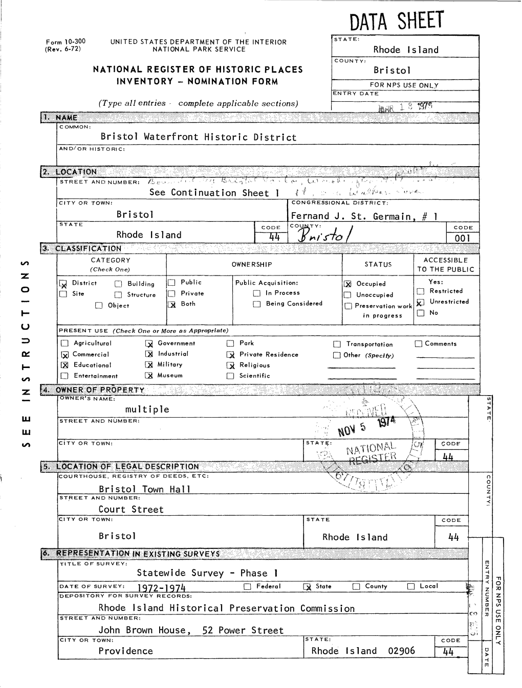 DATA SHEET Form 10-300 UNITED STATES DEPARTMENT of the INTERIOR STATE: (Rev