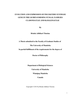 Evolution and Expression of Polyketide Synthase Gene in the Lichen-Forming Fungal Families Cladoniaceae and Ramalinaceae