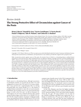 Review Article the Strong Protective Effect of Circumcision Against Cancer of the Penis