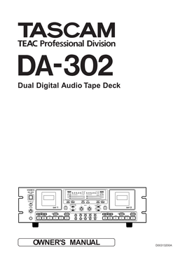 Dual Digital Audio Tape Deck OWNER's MANUAL