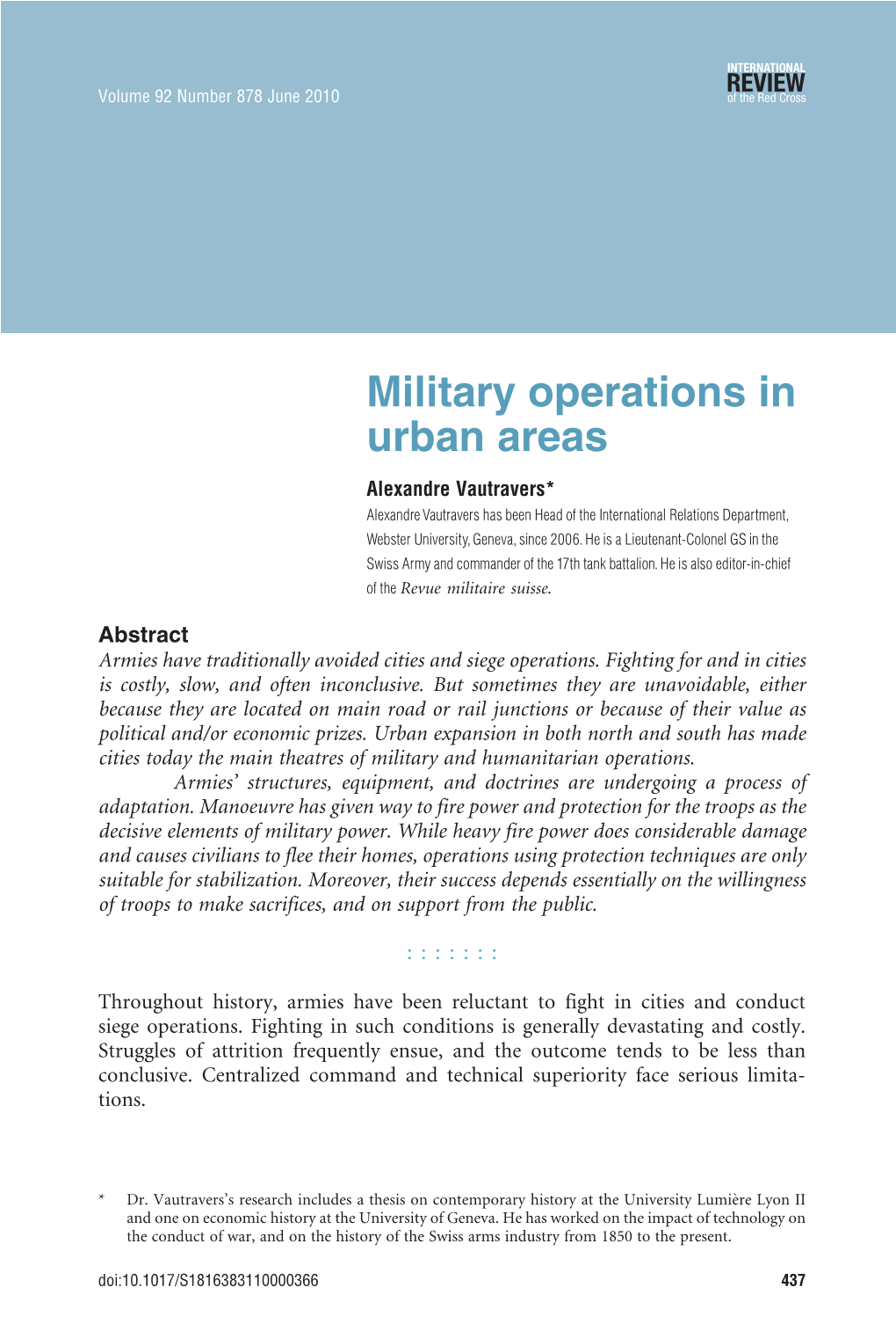 Military Operations in Urban Areas