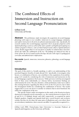 The Combined Effects of Immersion and Instruction on Second Language Pronunciation