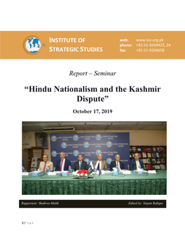 “Hindu Nationalism and the Kashmir Dispute”
