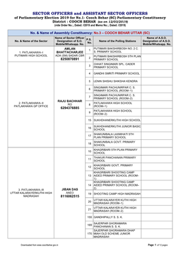 Of Parliamentary Election 2019 for No.1- Cooch Behar (SC)