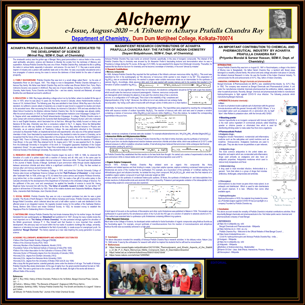 Department of Chemistry, Dum Dum Motijheel College, Kolkata-700074