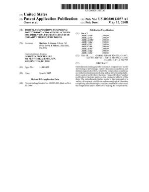 (12) Patent Application Publication (10) Pub. No.: US 2008/0113037 A1 Green Et Al