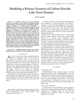 Modeling a Release Scenario of Carbon Dioxide – Lake Nyos Disaster