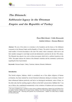 The Dönmeh: Sabbataist Legacy in the Ottoman Empire and the Republic of Turkey