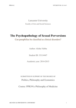 The Psychopathology of Sexual Perversions