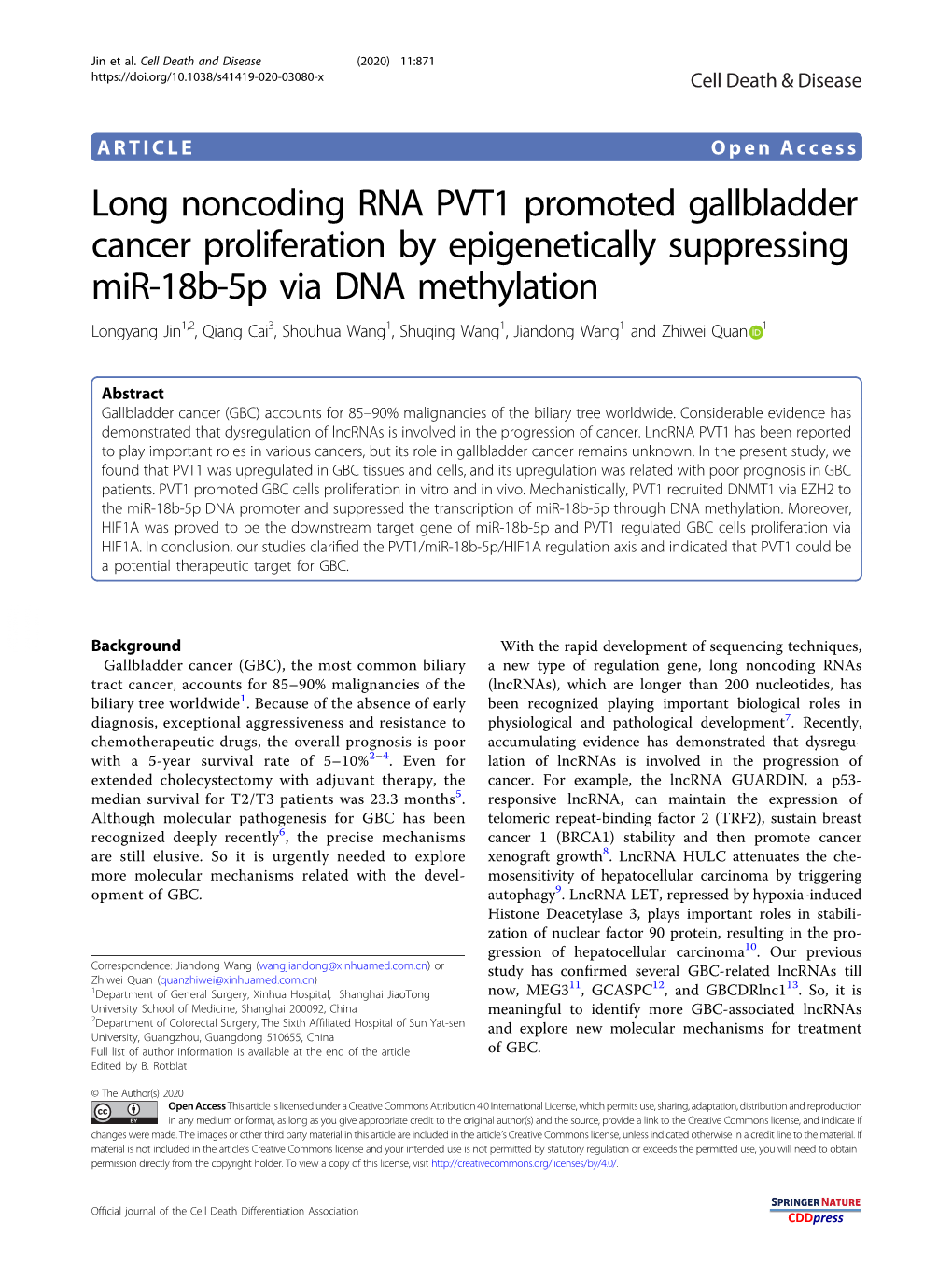 Long Noncoding RNA PVT1 Promoted Gallbladder Cancer Proliferation By