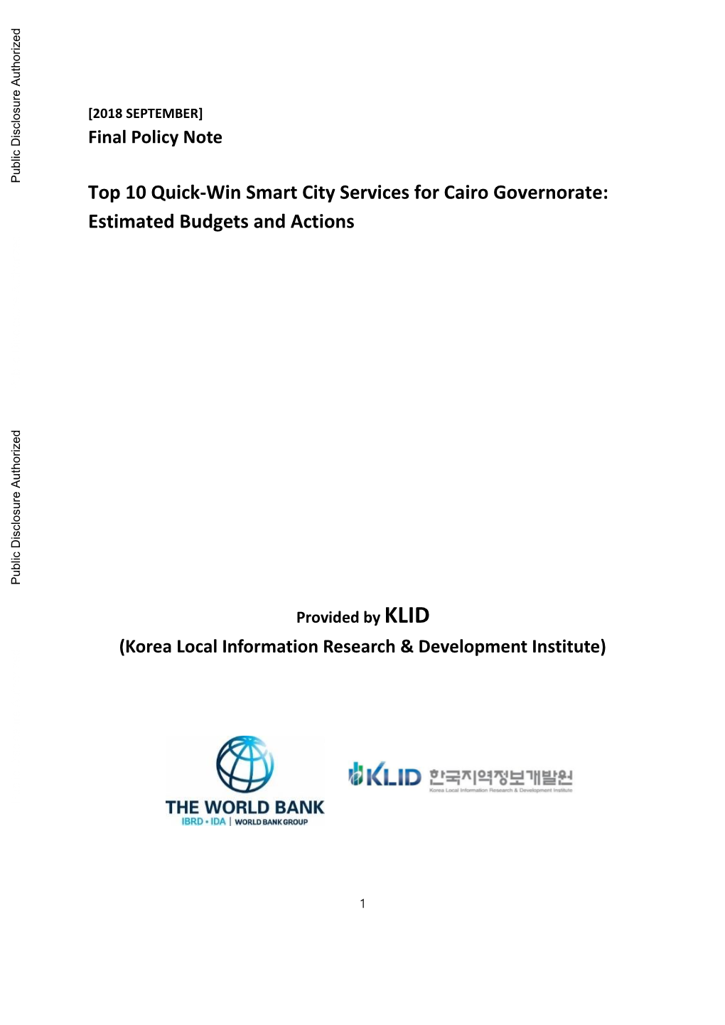 Final Policy Note Top 10 Quick-Win Smart City Services for Cairo