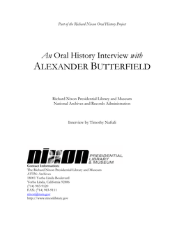 Alexander Butterfield Oral History Finding