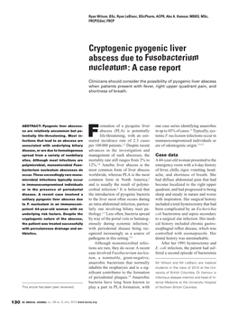 Cryptogenic Pyogenic Liver Abscess Due to Fusobacterium Nucleatum: a Case Report