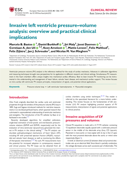 Invasive Left Ventricle Pressure–Volume Analysis: Overview and Practical Clinical Implications