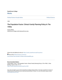 The Population Factor: China's Family Planning Policy in the 1990S