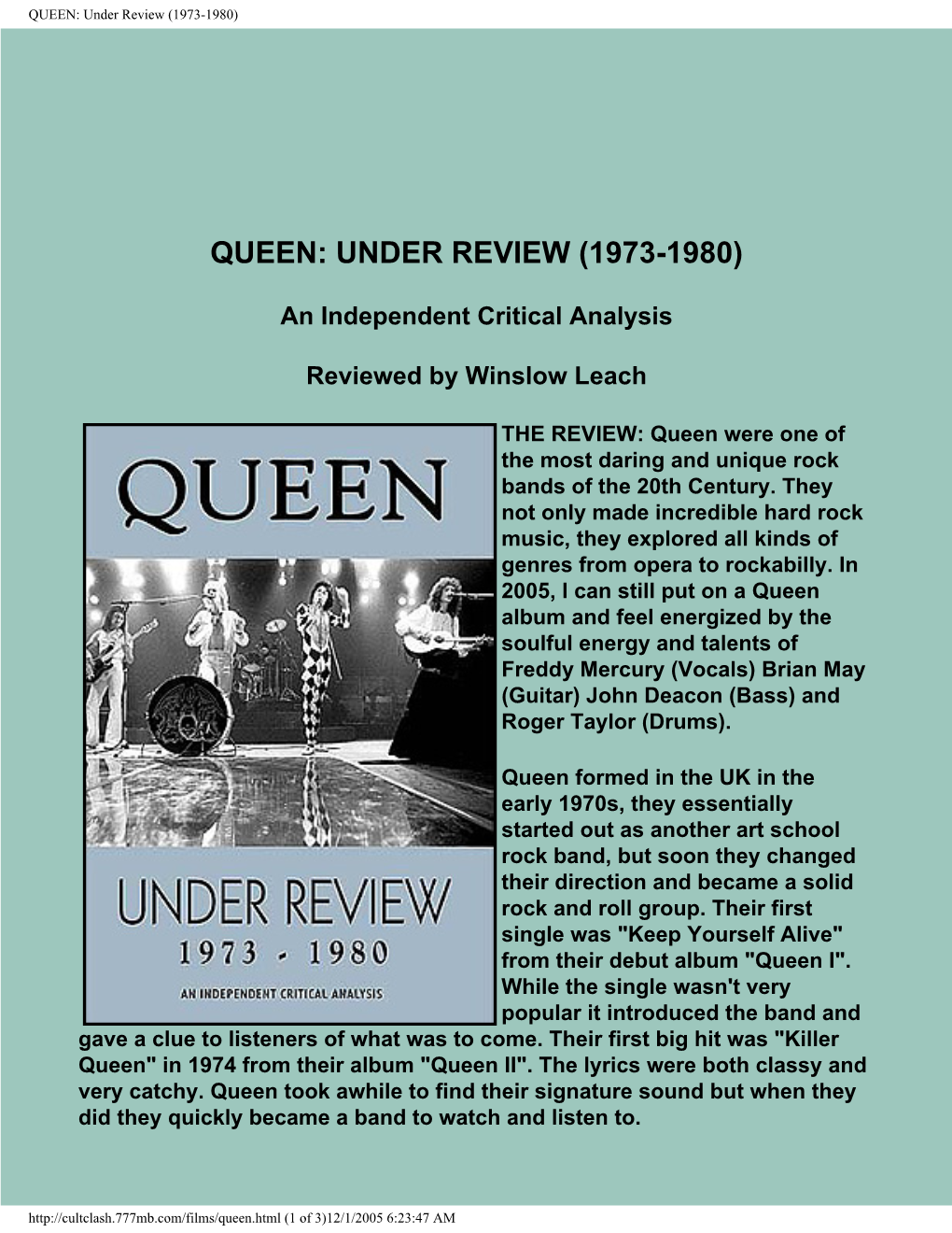 QUEEN: Under Review (1973-1980)